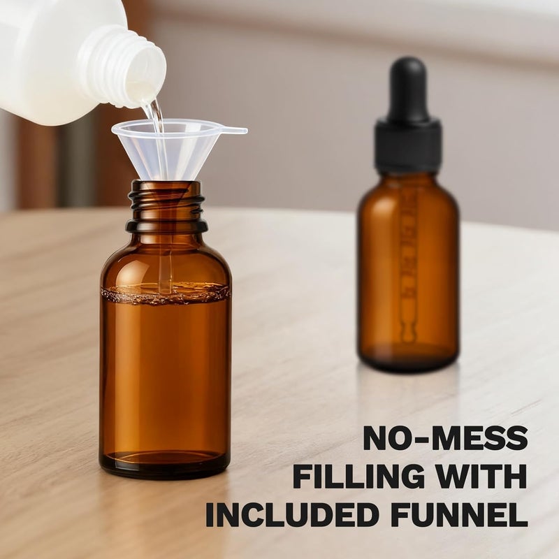 Bumobum 12 Pack, 1 oz Tincture Bottles with Dropper, Amber Glass Dropper Bottle Leakproof with Stainless Steel Funnel, Pipettes & Labels, 30 ml Eye Dropper Bottles For Essential Oils Serums Hair Body Oils - Image 3